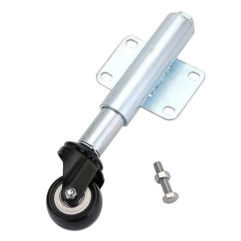 Gate Caster With Spring Loaded Retractable Wheel For Wooden Gates And Yard Fences, Two Inch Wheel, heavy duty steel frame.
