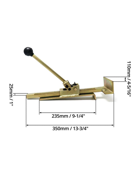 Hardwood Flooring Jack And Positioning Tool With Ratchet For Straight Install with dimensions and metal construction