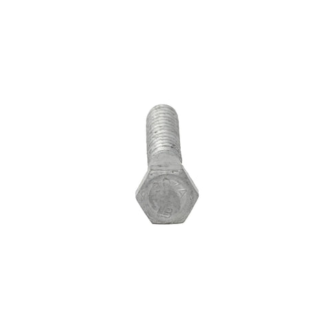 Hot Dipped Galvanized Lag Screw Kit Five Eighth Inch By Six Inch Exterior Use Includes Twenty Five Lag Screws And Twenty Five USS Flat Washers Partial Thread Heavy Duty Commercial Grade A307 ASTM Compliant Ideal For Decks Fences Siding By Fastener Depot, showing single front view of a lag screw.