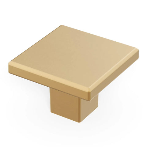Square Cabinet Knob Set 10 Pack In Brushed Brass One And Three Sixteenths Inch For Kitchen Cabinets Dressers And Bathroom Drawers By Hickory Hardware