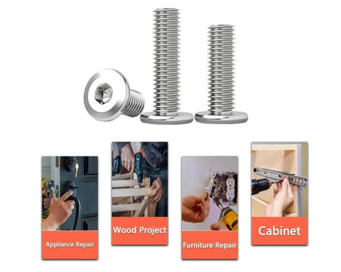 Beefy M6 Hex Socket Flat Head Screws 12mm Long With 1mm Pitch 4mm Allen Drive 304 Stainless Steel Fully Threaded Bolts 20 Pack for various repairs