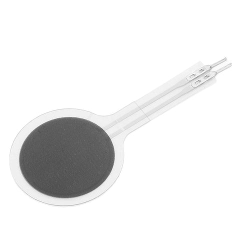 Force Sensitive Resistor disk sensor on white flexible film with dual metal leads