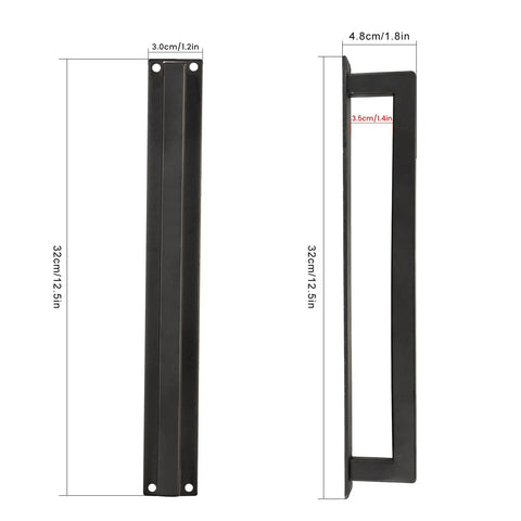 Barn Door Handle 12-Inch Heavy Duty Sliding Door Pull, Modern Farmhouse Flush Long Base Hardware For Gate, Matte Black Finish