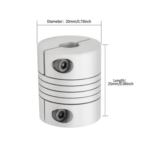 Two Piece Flexible Beam Coupling 6Mm To 8Mm Bore 20Mm Diameter 25Mm Length Aluminum Alloy Shaft Coupler for motors and CNC machines