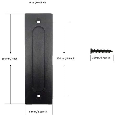 7 Inch Black Sliding Barn Door Finger Pull Set, Heavy Duty Modern Invisible Handle With Flat Bottom, Easy To Install Flush Door Pulls.