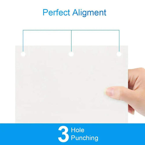 Electric 3 Hole Paper Punch For Office Use Heavy Duty Commercial Hole Puncher with perfect alignment shown on paper