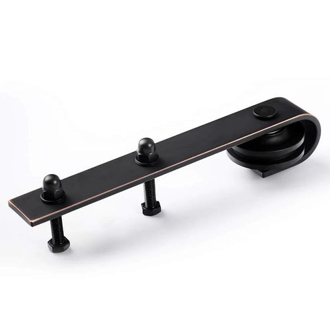 Oil Rubbed Bronze Sliding Barn Door Hardware Kit With J-Shape Rollers For Interior Doors close-up view