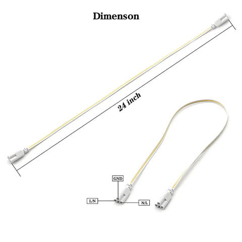 LED Linkable Power Cables For 2 Foot 24 Inch T5 T8 Tube Light Fixtures Double End Connector Extensions Extension Wire For Integrated LED Fixture Pack Of 4