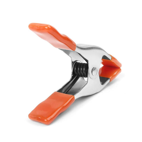 PONY 6-inch heavy-duty spring clamp with orange rubber grips and nickel-plated steel body