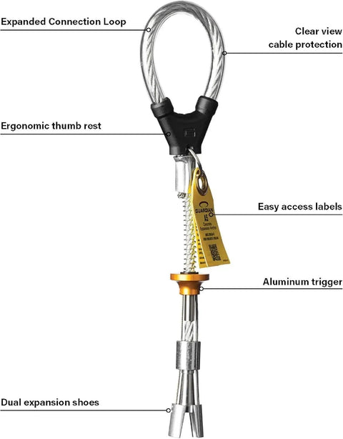 A5 Concrete Expansion Anchor 5,000 Lbs Mbs Reusable Steel For Heavy Duty Anchoring On Jobsite With Expanded Connection Loop, ergonomic thumb rest, cable protection.