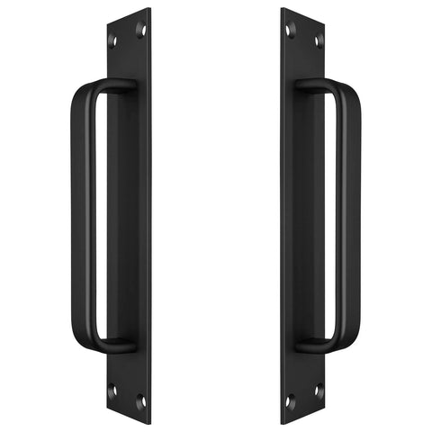 Sliding Barn Door Handle Set Black 2 Pack Aluminum Alloy 7.9 Inch Long Door Pulls With Plate 7.1 Inch Center To Center Mount