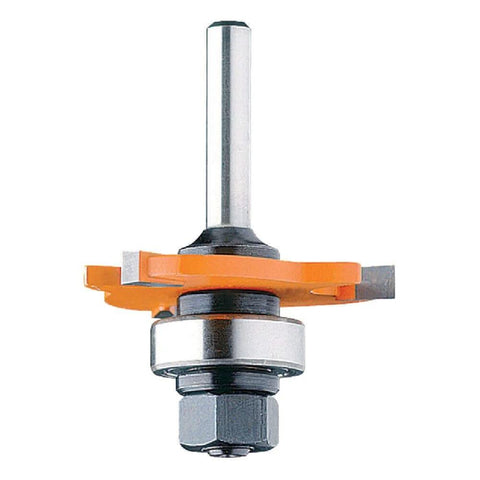 3 Wing Slot Cutter With Bearing And Arbor For Woodworking, 1 7/8 Inch Diameter, 2 13/32 Inch Overall Length, front view