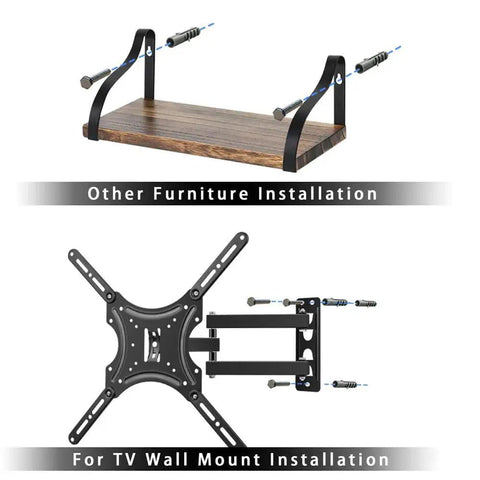 Drywall Anchors And TV Wall Mount Kit With M8 Lag Bolts And Washers, Concrete Wall Anchors, Bubble Level, Socket Tool, And Two Drill Bits