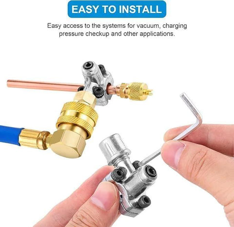 HVAC service valve kit, 20 pieces, brass copper refrigerant access valves, 1/4 SAE x 1/4 OD, 2.5-in stem