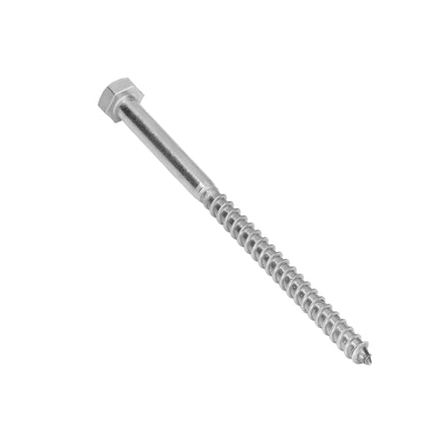 Stainless Steel Half Thread Hex Lag Screw Self Tapping Wood Screw with hex head, A2-70 M8x130mm for carpentry and wooden structures