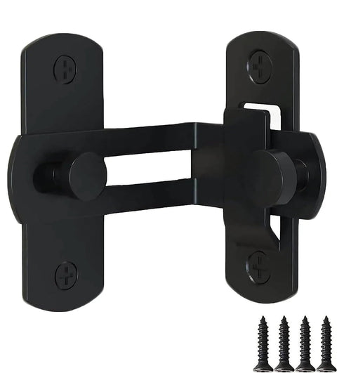 Sliding Barn Door Lock With 90 Degree Flip And 360 Degree Rotation, black metal finish, screws included