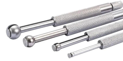 Small Hole Gauge Set Ball Type 4 Pc For Pro Grade Inside Diameter Checks In Inches And Millimeters 1/8 To 1/2 Inch Range With Knurled Handles