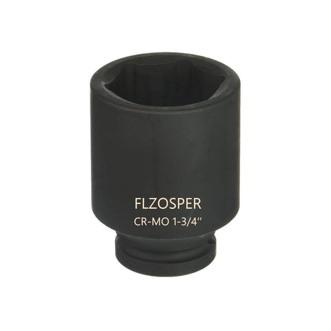3/4 Inch Drive 1-3/4 Inch Deep 6-Point Impact Socket For Heavy-Duty Torque, 42CrMo Steel With Black Oxide Rack Plating, front view