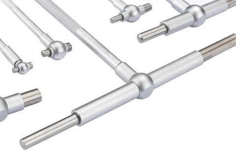 Telescoping T Bore Hole Gauges Set For Internal Measurements Six Piece Kit Five Sixteenth Inch To Six Inch Range Satin Finish