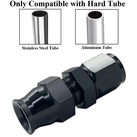YSIL 6AN female flare to 3/8 in tube OD compression hardline fitting adapter, aluminum, black, 2-pack