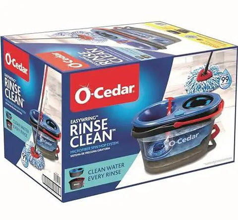 RinseClean Spin Mop And Bucket System For Clean Water Mopping Lets You Clean With Clean Water From Start To Finish package.