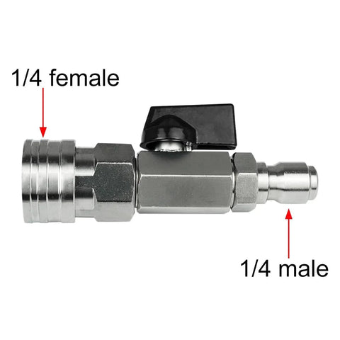 High Pressure Washer Ball Valve Kit With One Quarter Inch NPT Quick Connector For 4500 PSI Power Washer Hose DIY Ready Attachment