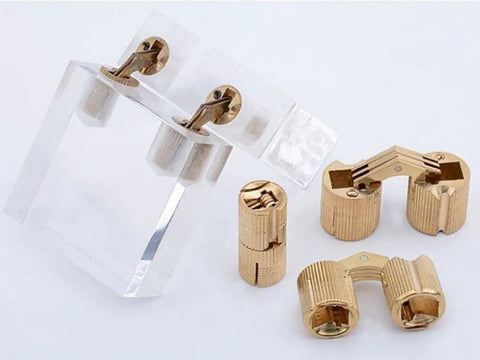 Brass Hidden Cabinet Hinges 4 Pcs 14mm Barrel Concealed Hinges With 180 Degree Opening For Cabinets Furniture Jewelry Boxes