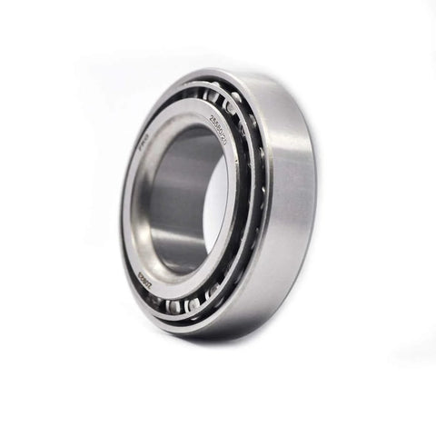 Side view of 25580/25520 Tapered Roller Bearing Cup and Cone Set showing metal construction and precision design.