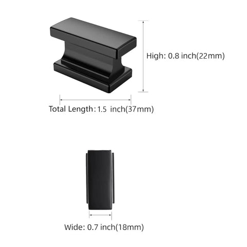 2 Pack Extra Large Matte Black Square Cabinet Knobs For Modern Cabinets And Drawers, Pull Handles For Kitchen