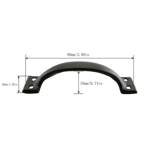10 Pack 99mm Black Iron Door Handle Pulls With Screws For Doors And Drawers Vintage Surface Mount Hardware dimensions view