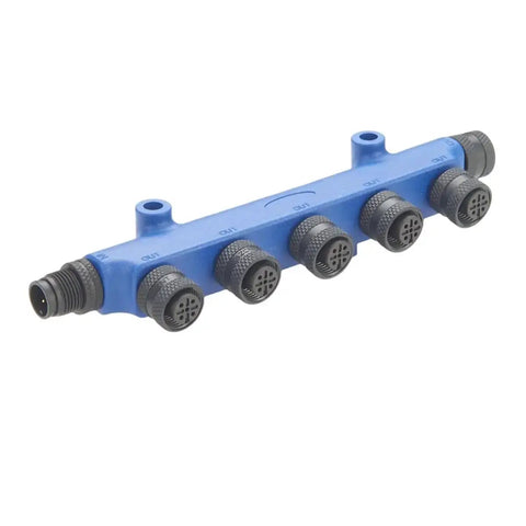 NMEA2000 5 Port Tee Connector Backbone Tee Splitter M12 5 Pin Male To Female Micro Change Rugged Junction Box waterproof blue plastic