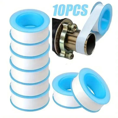 Plumbing Pro Thread Seal Tape For Leaks, PTFE Pipe Sealant Tape For Water Lines, Half Inch Thread Seal, 10 Roll Pack