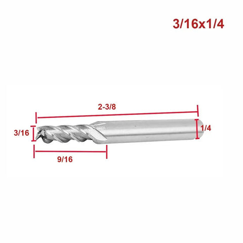 Milling Cutter Set HSS Square Nose End Mills With Straight Shank Four Flute Five Piece Kit Including Diameters Three Sixteenths Inch Five Thirty Seconds Inch Seven Sixteenths Inch One Half Inch Nine Sixteenths Inch For Slotting Profiling And Keyway close-up view