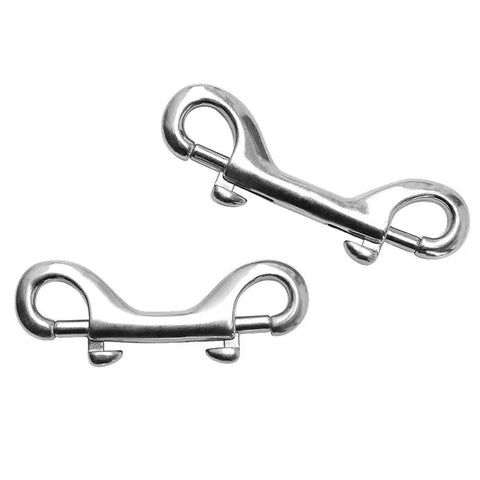 Double Ended Bolt Snap Hooks Stainless Steel Heavy Duty 3.5 Inch Pack Of 6, close-up view showing two open hooks