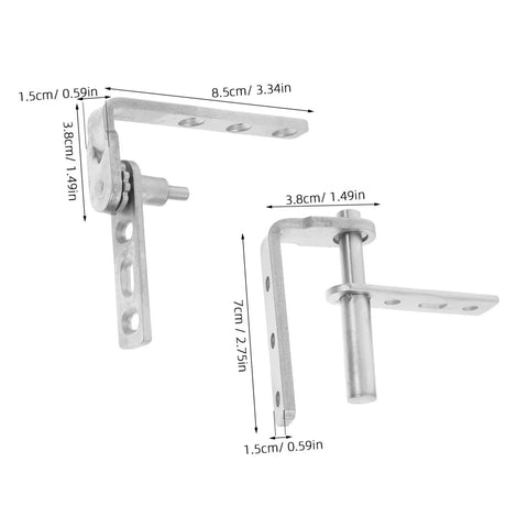 Hidden Door Bookcase Hinge With Self Closing Mechanism Rotating Screen Pivot Hinge In Stainless Steel, dimensions labeled