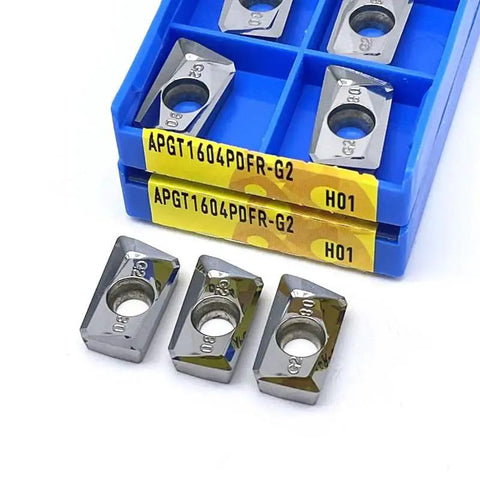 10Pcs APKT Turning Inserts Set Tungsten Carbide External Turning Tool Inserts For Aluminum Machining Center Wood Turning Tools APKT1135 1003 1604 APGT1604 MA H01