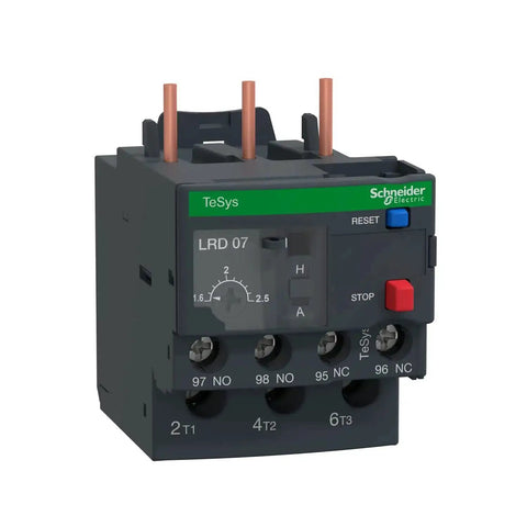 LRD07 Thermal Overload Relay for Motors 1.6 to 2.5 A Class 10A industrial motor protection relay front view