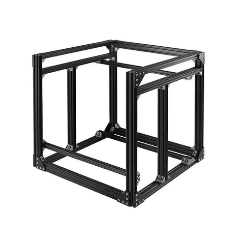 Assembled frame using 600mm V Slot 2040 aluminum extrusion linear rail set for 3D printers and CNC DIY projects anodized European standard black finish.