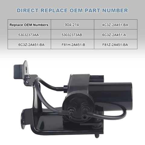 Electric vacuum pump assembly in black with mounting bracket for Ford F-Series and Dodge Ram, replaces 904-214
