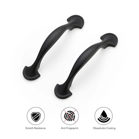 30 Pack Solid 3 Inch Rounded Foot Arch Kitchen Cabinet Handles Matte Black Finish Curved Drawer Pulls For Cabinets