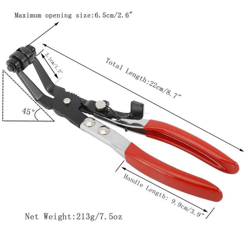 45 degree angled flat belt hose clamp pliers with red handles from Three Piece Hose Clamp Pliers Tools Set Including 24 Inch Bendable Spring Loaded Hose Clamp Pliers 45 Degree Angled Flat Belt Hose Clamp Pliers And Wide Flat Band Hose Clamp Pliers For Auto Car Fuel Oil Water Pipe Repair