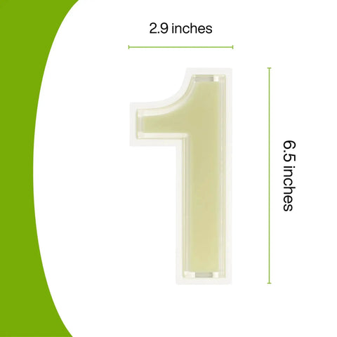 Self-Charging Outdoor Address Number 1 Waterproof Illuminated House Digit No Batteries No Wiring Durable Resin Back Plate