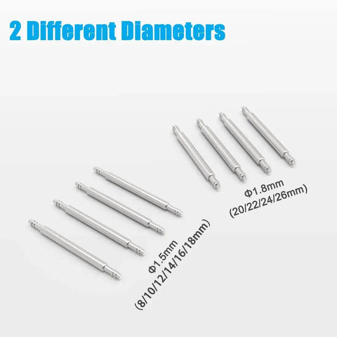 All In One Watch Band Repair Kit With Heavy Duty Stainless Steel Pins 40 Piece Set 10 Sizes For 1.5mm And 1.8mm Spring Bar Tool Included