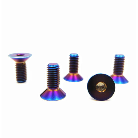 Beefy Titanium Bolts M6x20mm Burnt Blue Flat Head Hex Socket Cap Screws Countersunk Pack of 5 for Lightweight Performance