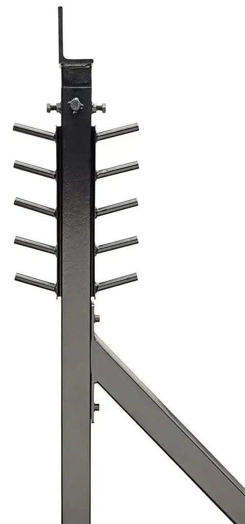 Side view of 360 Degree Swivel Bead Roller Stand with integrated die storage for 8, 19, and 27 inch elite bead rollers.