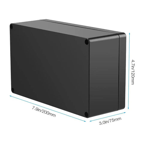 Waterproof ABS Plastic Electronics Project Box Enclosure 200mm By 120mm By 75mm Black For DIY Meters Sockets LEDs And Board Mounting Durable Junction Box