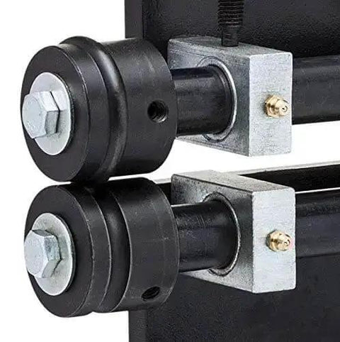 Close-up of Heavy Duty Bead Roller 8 Inch With 22mm Shaft showing metal dies for metal fabrication and panel shaping.