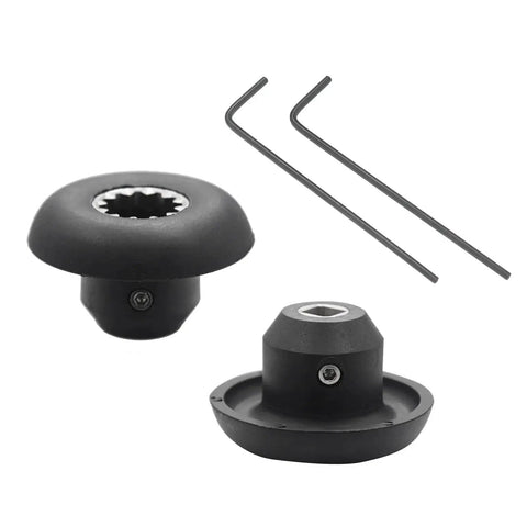 Two black blender drive sockets with two Allen wrenches, front view; Vitamix compatible.