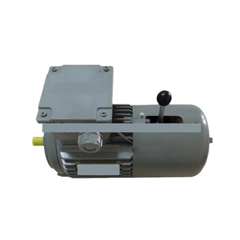 DC motor with integrated electromagnetic clutch and brake, 3-in-1 reducer, grey housing, yellow shaft