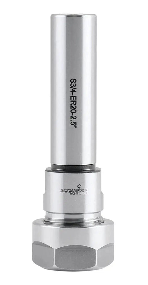 ER20 Collet Chuck Extension Rod For Milling And Drilling With Three Quarter Inch Straight Shank, 3.93 Inch Overall Length, made of alloy steel